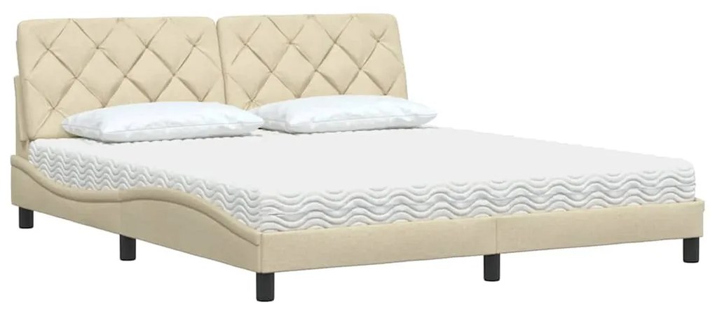 Cama com colchão 180x200 cm tecido cor creme