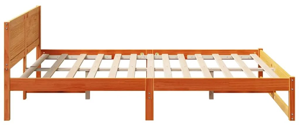 Estrutura de Cama Marrom Encerado Madeira 140 x 200 cm Simples