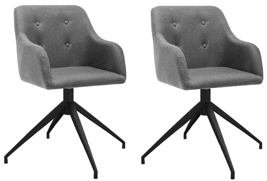 vidaXL Cadeiras de jantar giratórias 2 pcs tecido cinzento-claro