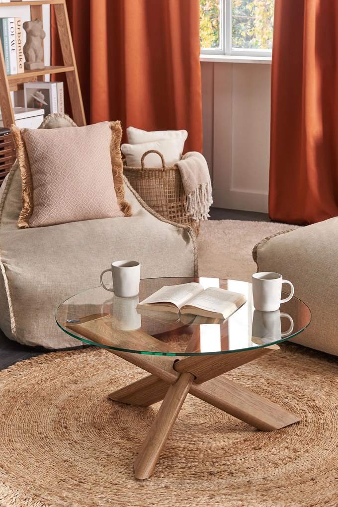 Pufe poltrona creme LINEN DROP Beliani