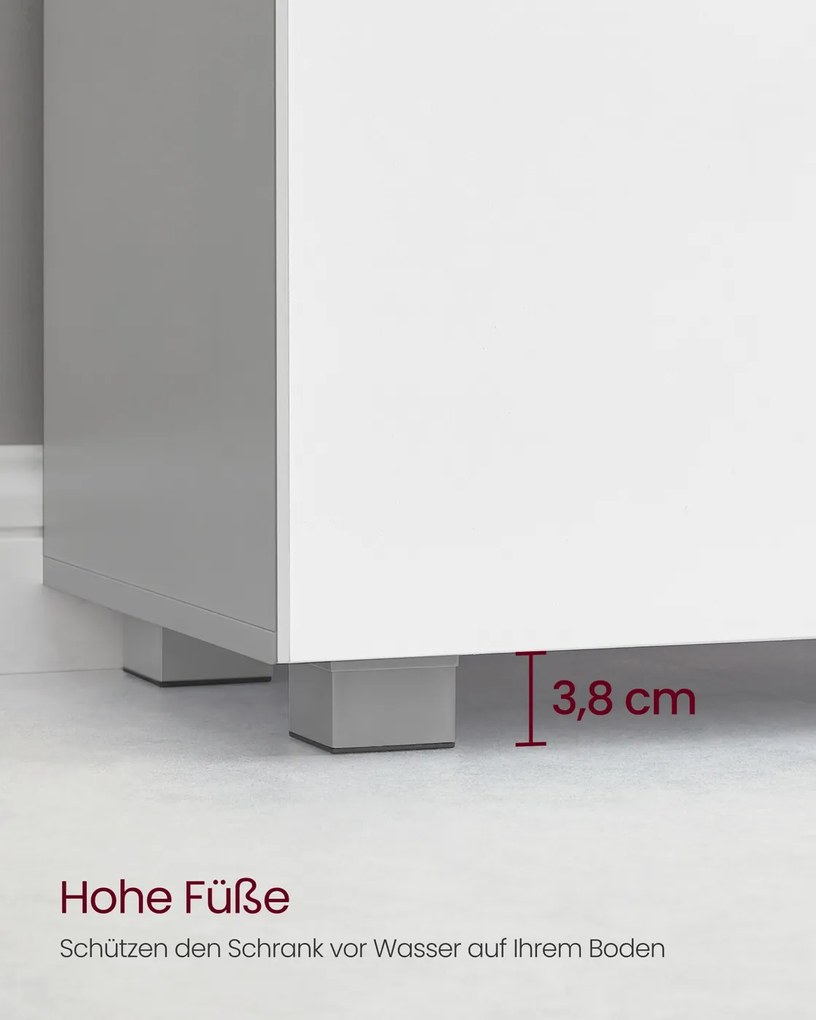 Armário casa de banho de lavatório (NÃO INCLUIDO) 30 x 60 x 63,8 cm com 2 gavetas grandes Cinzento e branco