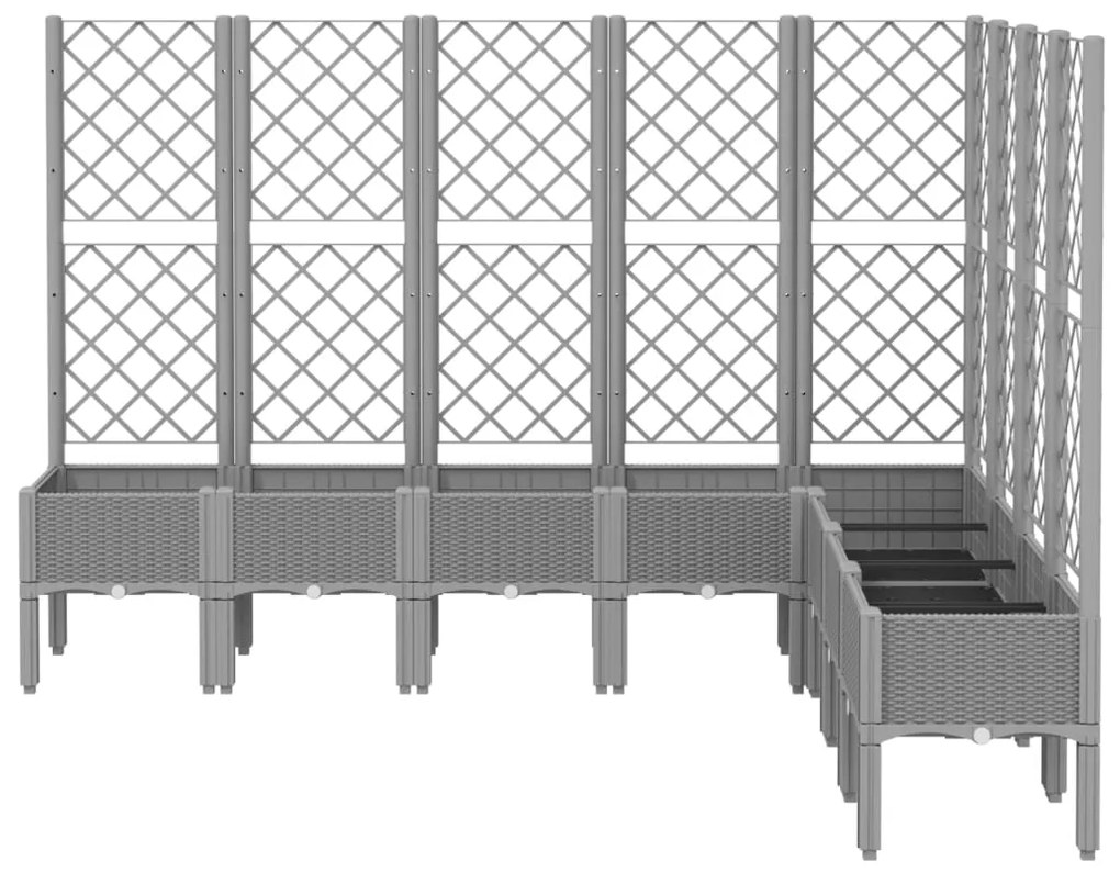 Vaso/floreira jardim c/ treliça 200x160x142 cm PP cinza-claro