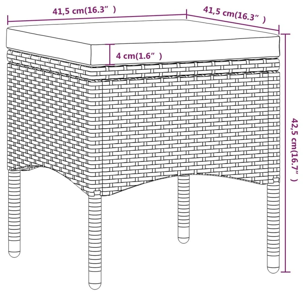 5 pcs conjunto de bistrô p/ jardim vime PE/acácia maciça preto