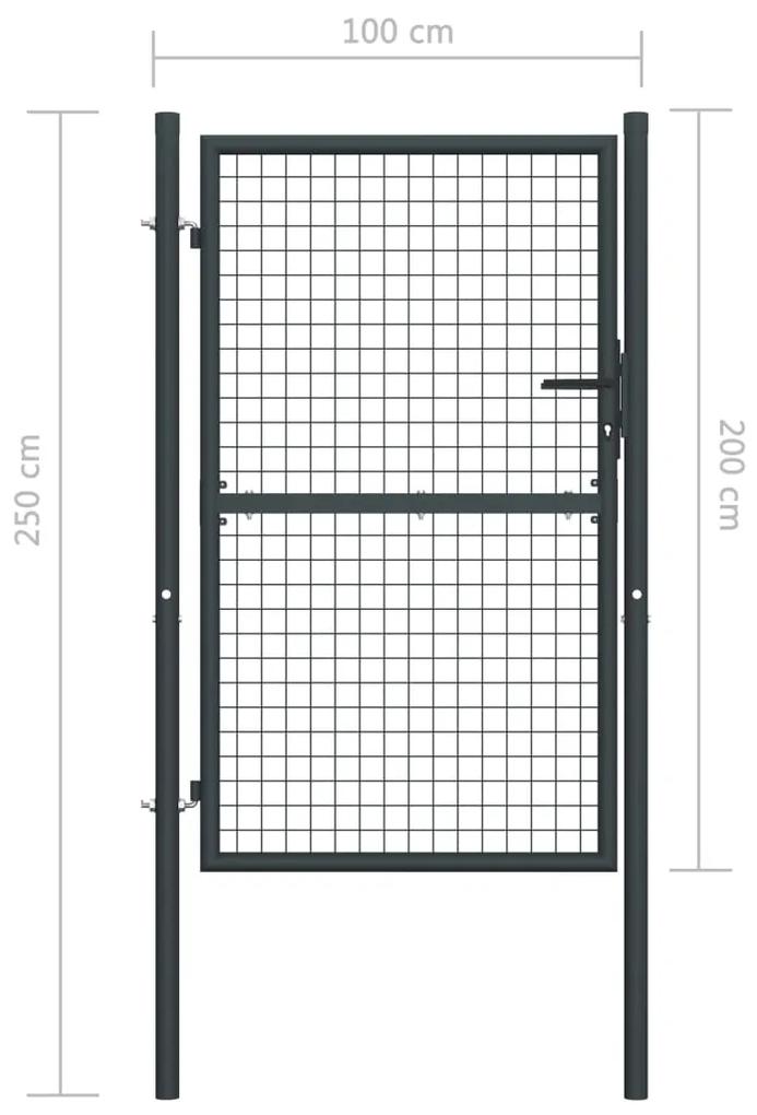 Portão de jardim em rede aço galvanizado 100x250 cm cinzento