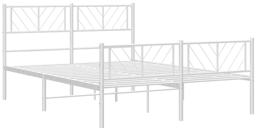 Estrutura de cama com cabeceira e pés 135x190 cm metal branco