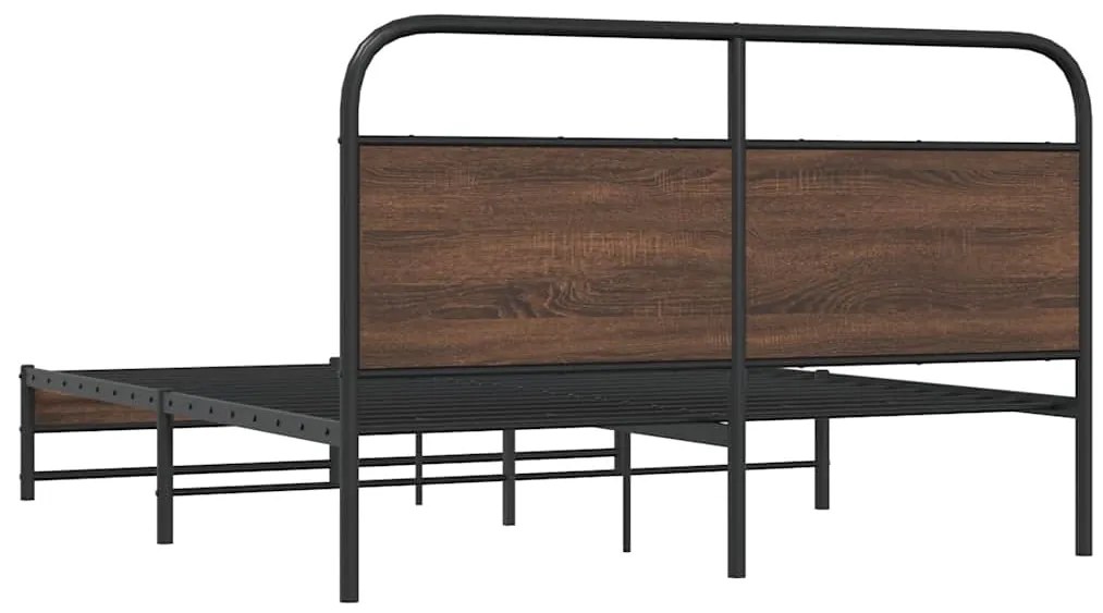 Estrutura cama sem colchão 160x200 cm metal carvalho castanho