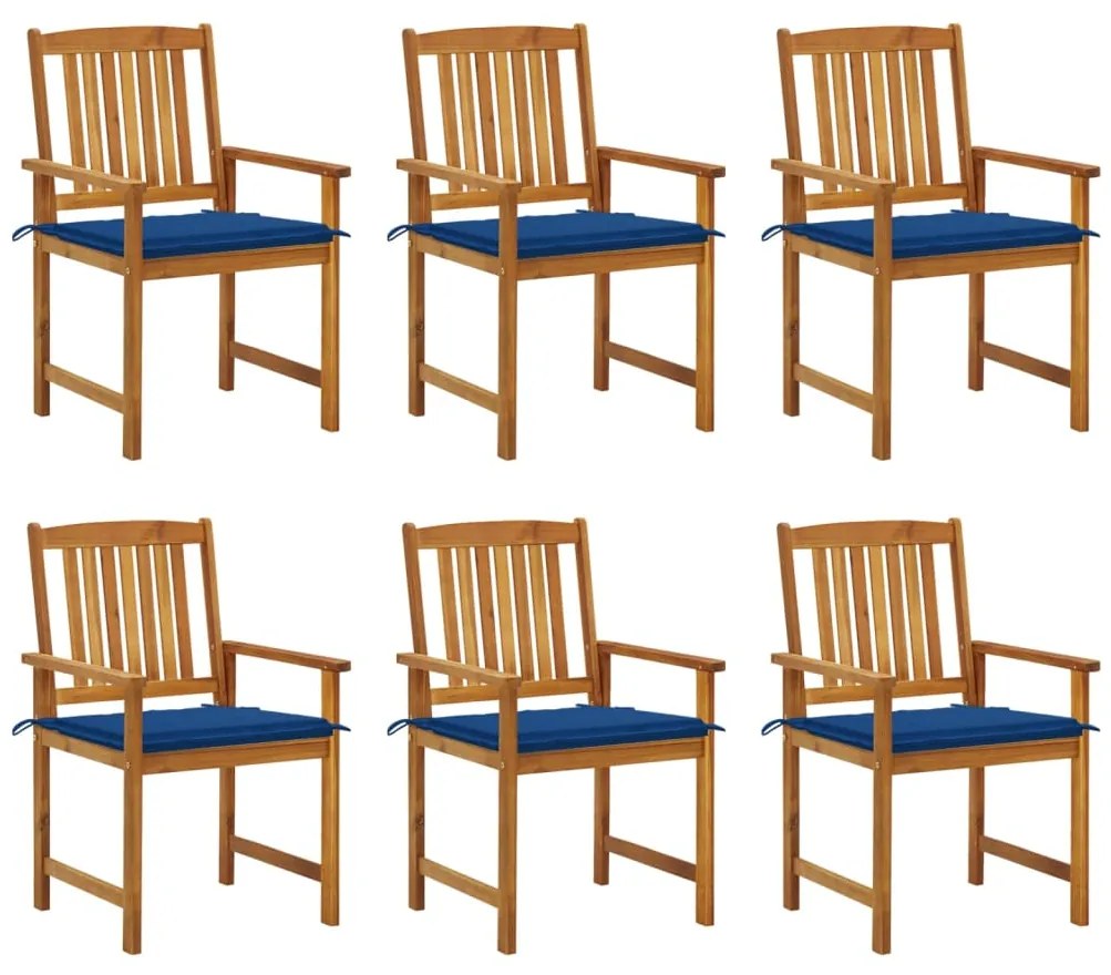 Cadeiras de jardim com almofadões 6 pcs acácia maciça