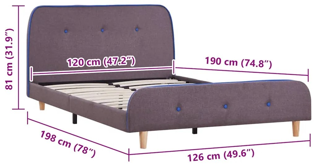 Estrutura de cama sem colchão 120x190 cm tecido