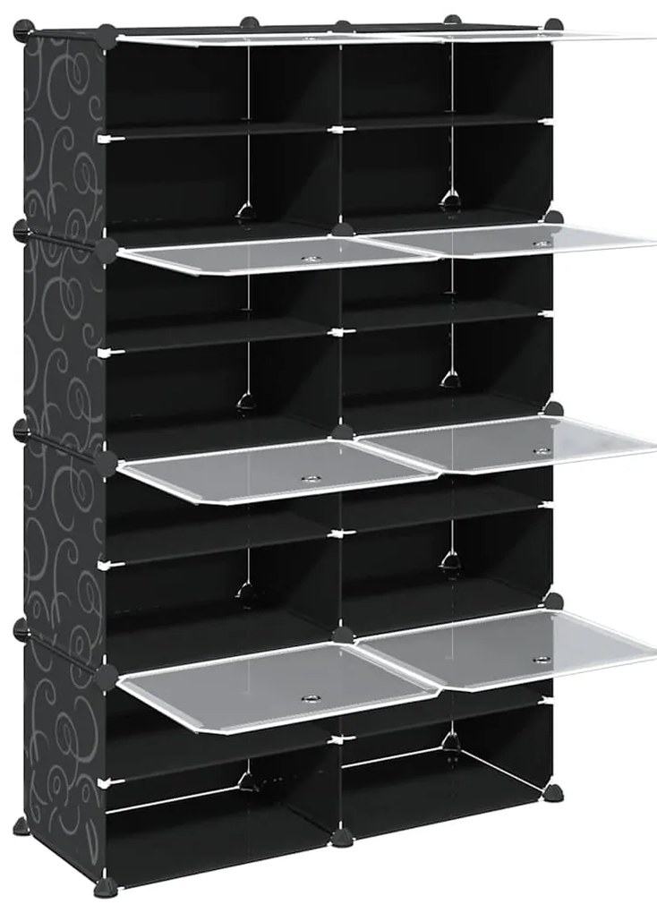 Organizador de arrumação com 8 cubos e portas PP preto