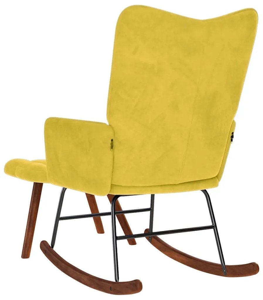 Cadeira de baloiçar com banco veludo amarelo