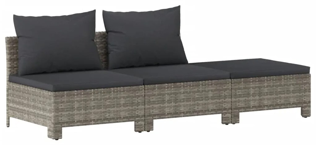 6 pcs conjunto lounge de jardim c/ almofadões vime PE cinzento