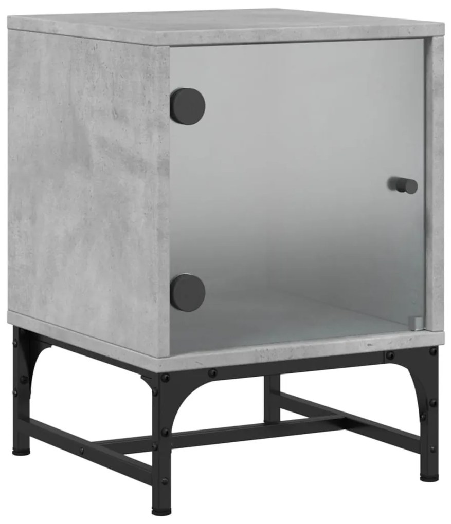 Mesa cabeceira c/ porta vidro 2 pcs 35x37x50cm cinzento cimento