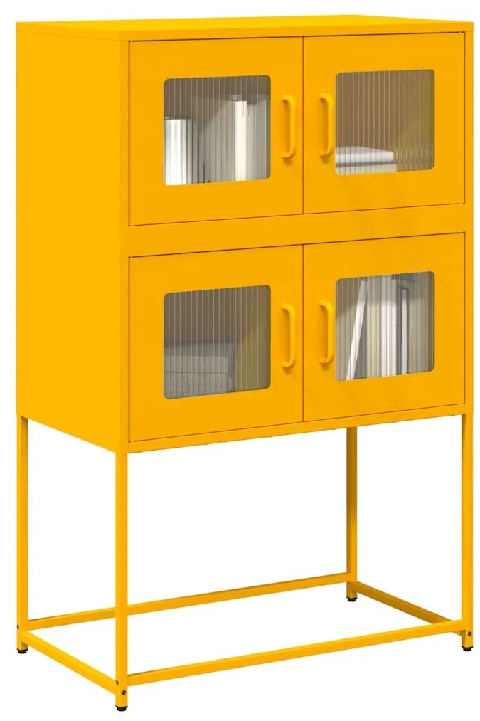 vidaXL Aparador alto 68x39x107 cm aço amarelo mostarda