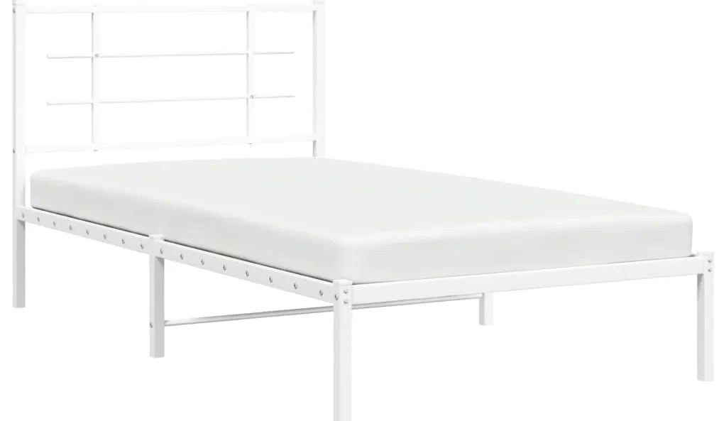 Estrutura de cama com cabeceira 100x190 cm metal branco