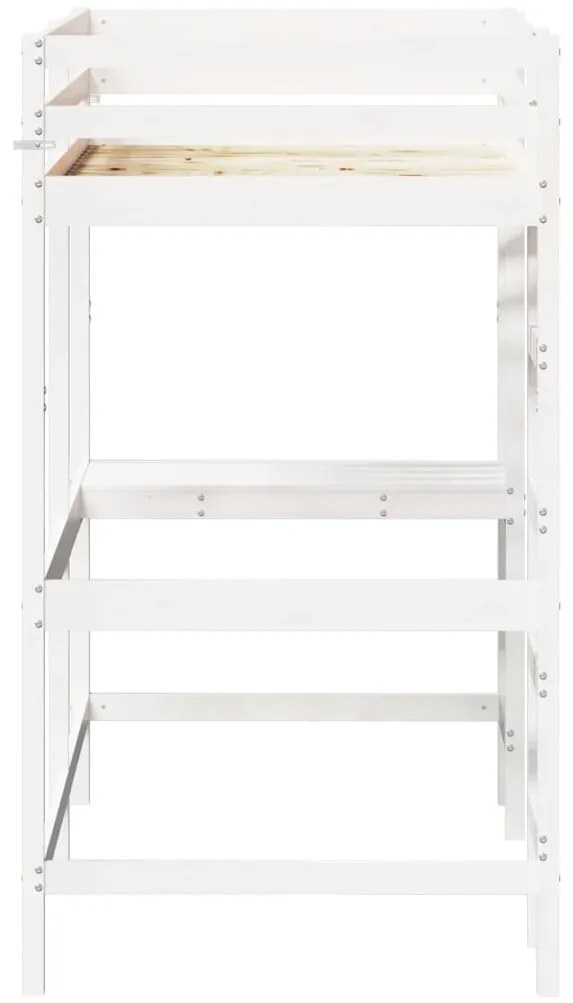 Cama alta com secretária 90x200 cm pinho maciço branco