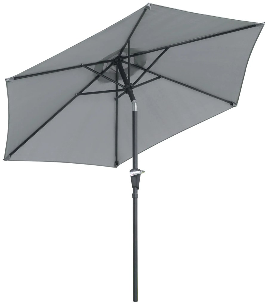 Outsunny Chapéu de Sol Jardim Ø230x216 cm Teto Ajustável Abertura Manual Impermeável Pátio Piscina Praia Resistente Cinzento | Aosom Portugal
