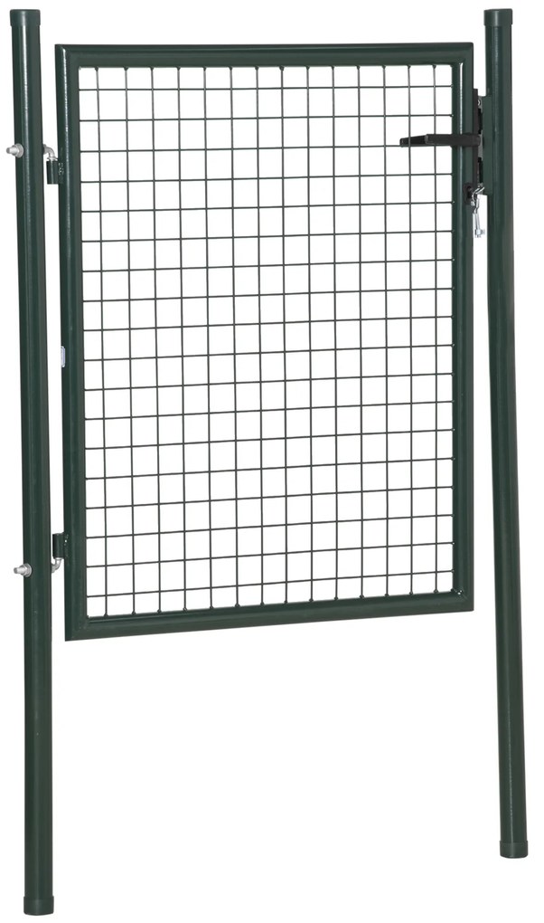 HOMCOM Porta para Vedação de Jardim de Aço com Maçaneta de Fechadura e 3 Chaves Porta de Vedação para Exterior Pátio Terraço 97x150cm Verde