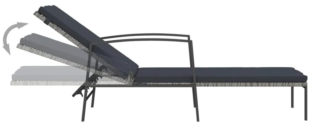 Espreguiçadeira de jardim com almofadão vime PE cinzento