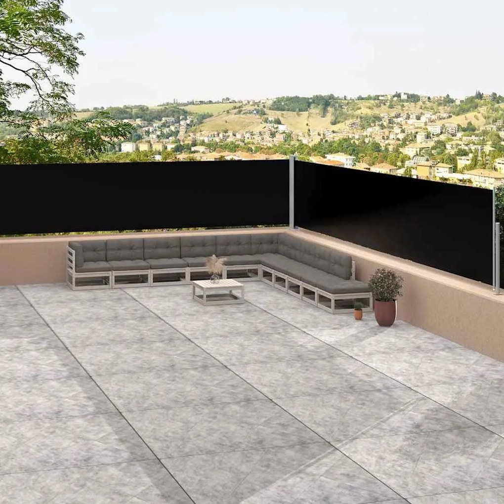 Toldo lateral retrátil 117x1200 cm preto