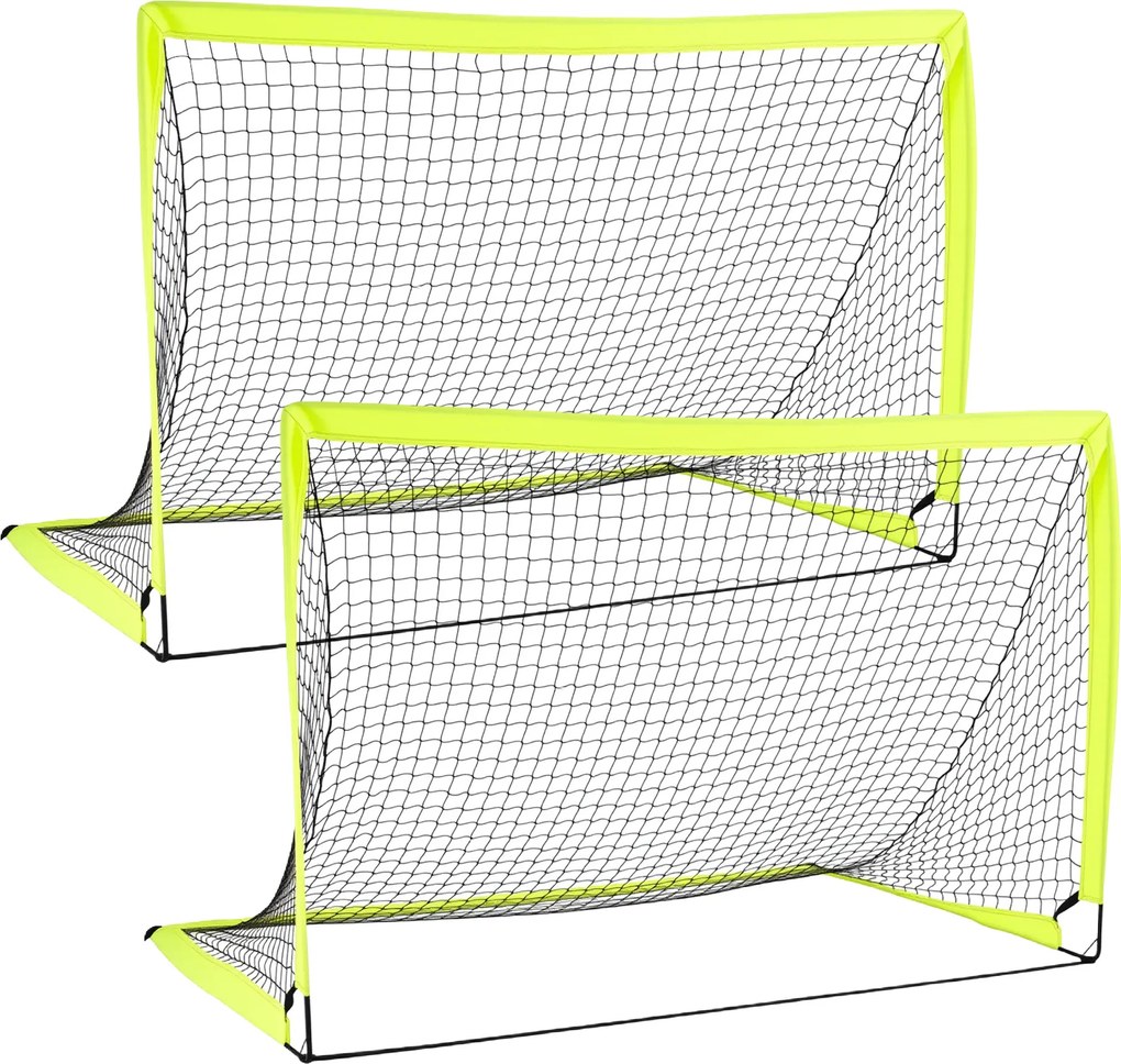 Conjunto de 2 Balizas de Futebol Infantis Pop-up, 182 x 122 x 118 cm, Estrutura Dobrável, Verde