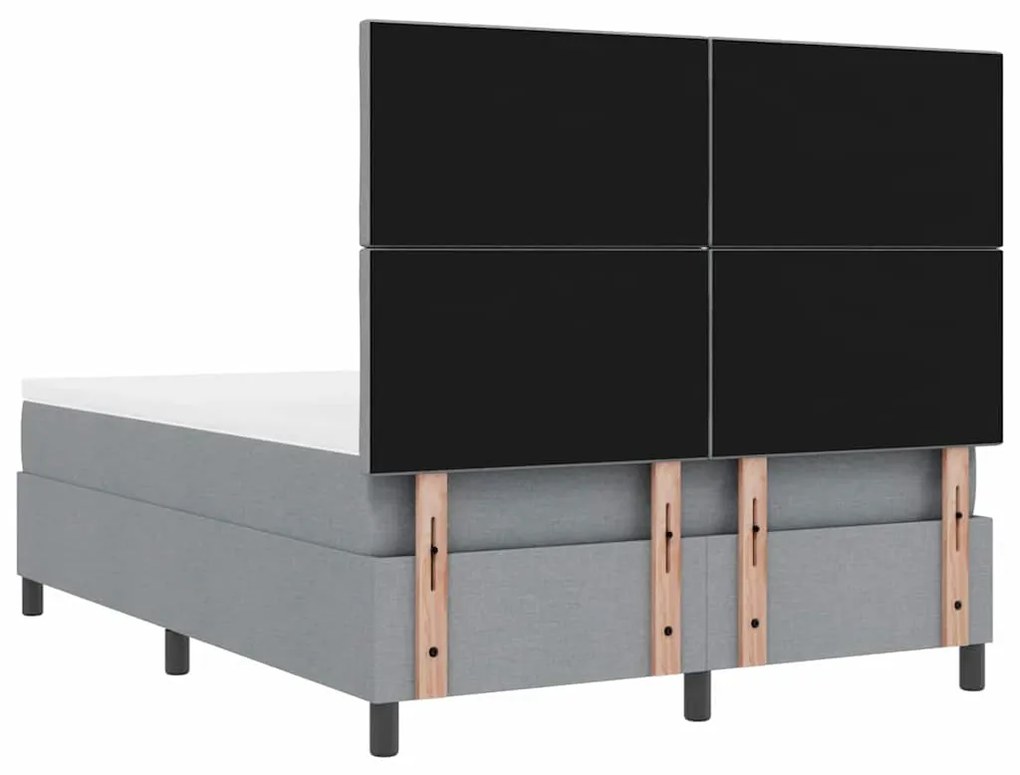 Cama Box Spring com Colchão Cinza Claro 160x200 cm Tecido