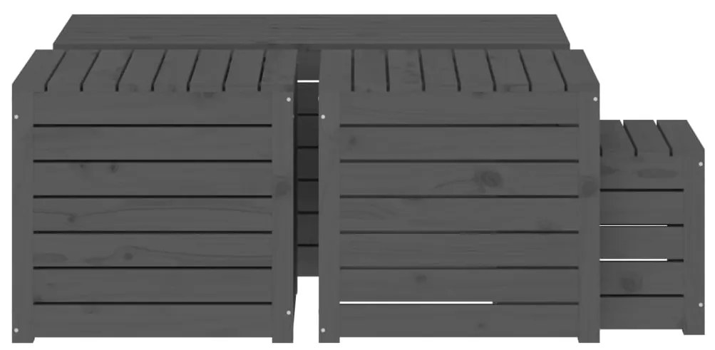 4 pcs conjunto de caixas de jardim pinho maciço cinzento