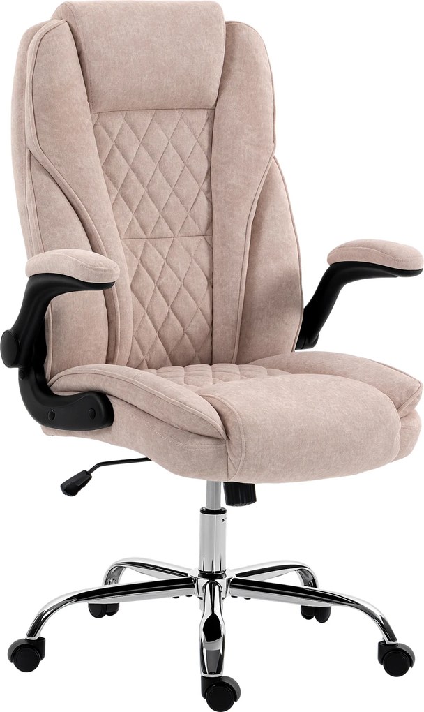HOMCOM Poltrona de escritório, cadeira de escritório ergonômica, altura ajustável, apoios de braço rebatíveis, 70 x 70 x 114-122 cm, rosa | Aosom Portugal