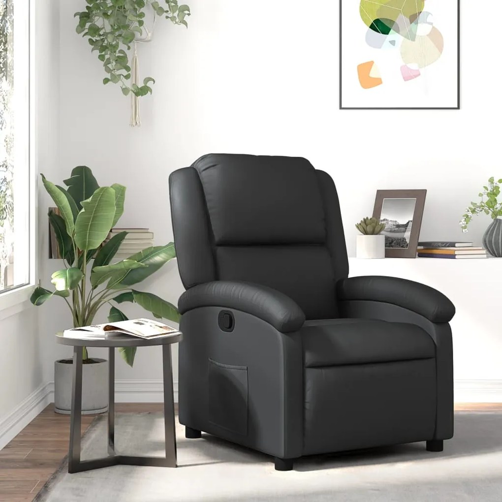 vidaXL Poltrona reclinável couro genuíno preto
