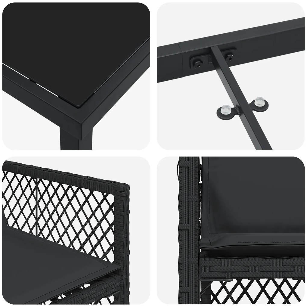 Conjunto de Jantar para Jardim com 9 Peças e Almofadas em Rattan Sinté