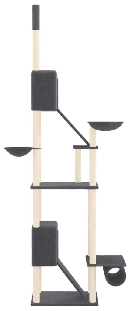 Árvore gatos altura ajustável chão-teto 277-303 cm cinza-escuro