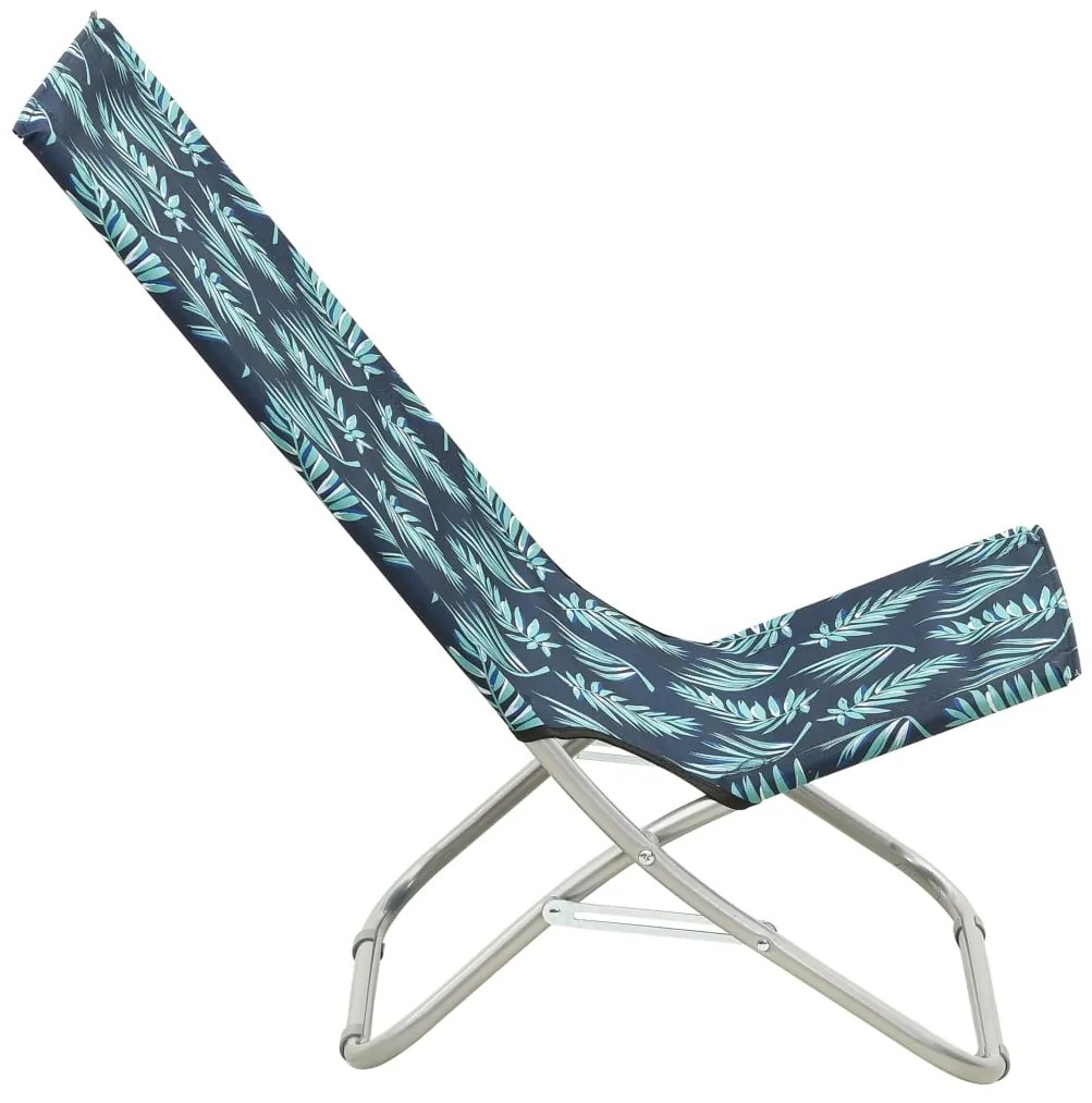Cadeiras de praia dobráveis 2 pcs tecido padrão de folhas