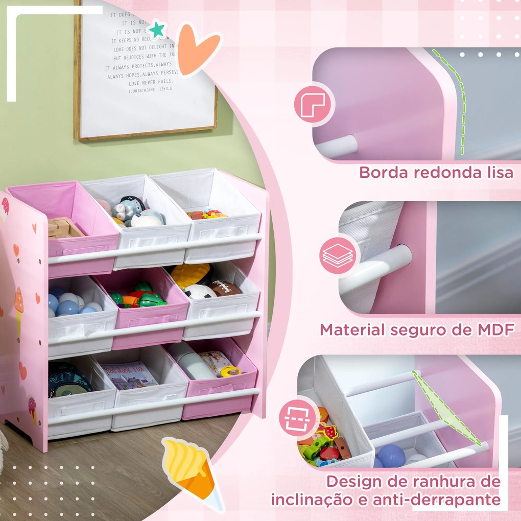 ZONEKIZ Estante para Brinquedos com 9 Caixas de Tecido não Tecido Amov