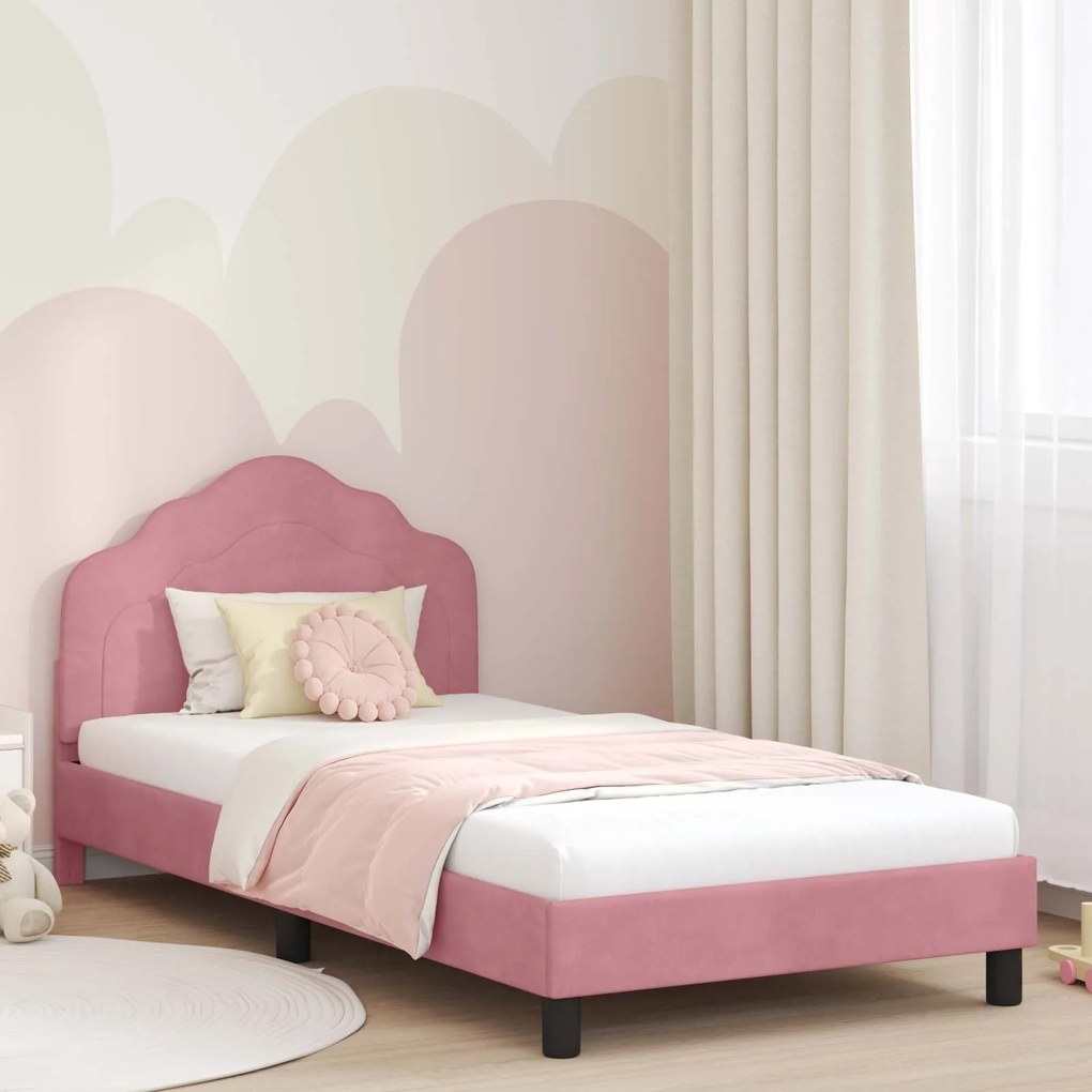 vidaXL Estrutura de Cama Infantil com Cabeceira Rosa 80 x 200 cm