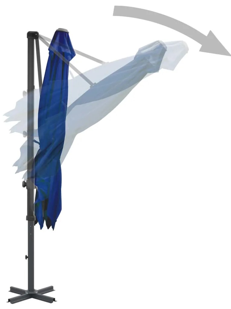 Guarda-sol cantilever com poste alumínio 250x250 cm azul ciano