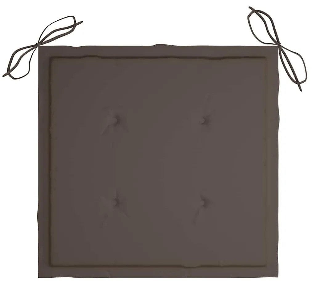 3 pcs conj. jantar dobrável exterior c/ almofadão teca maciça