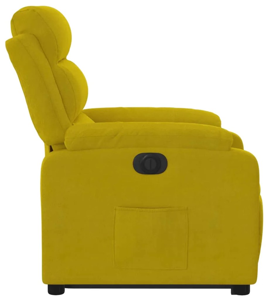 Poltrona reclinável elevatória elétrica veludo amarelo