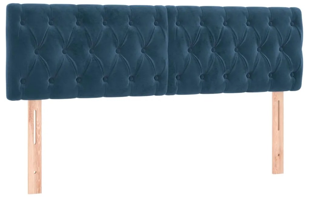 Cama com molas/colchão 140x190 cm veludo azul-escuro