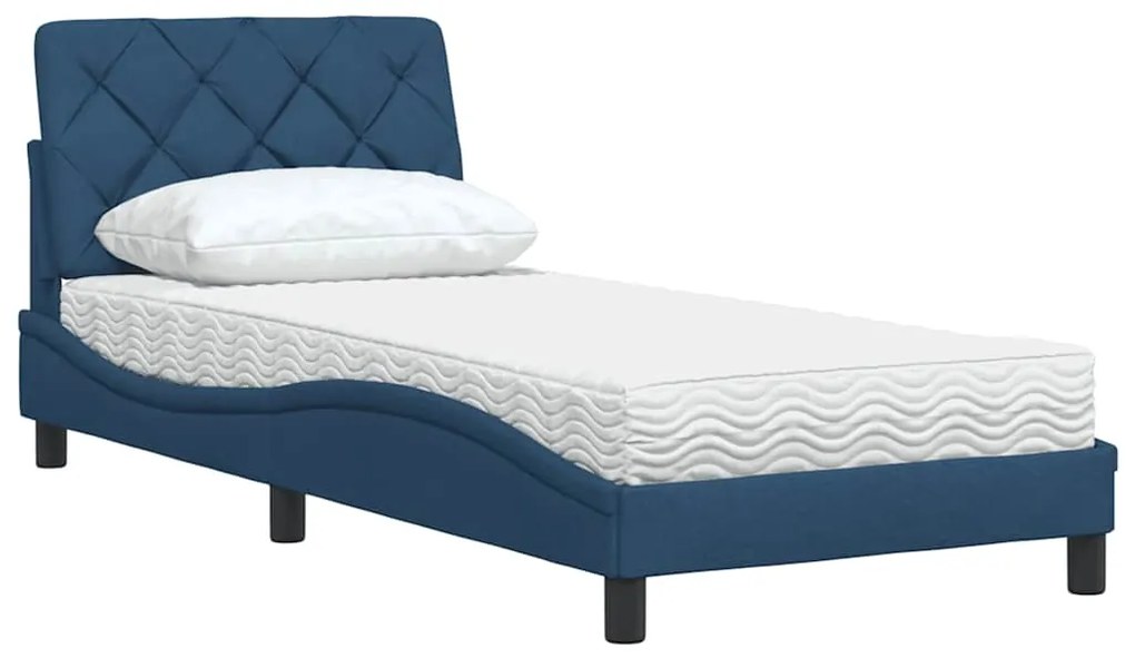 Cama com colchão 80x200 cm tecido azul