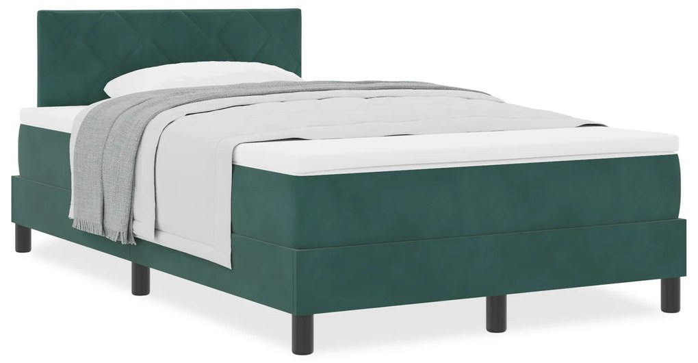 Cama Box com Colchão vidaXL Verde Escuro 120x200 cm Veludo