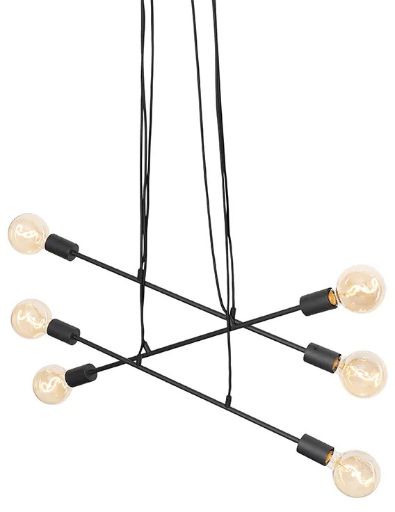 Candeeiro suspenso moderno preto 80 cm 6 luzes - Sydney Moderno