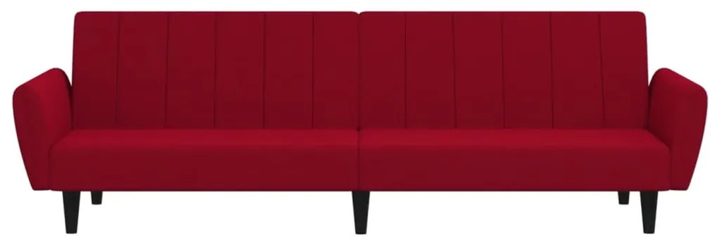 Sofá-cama de 2 lugares veludo vermelho tinto