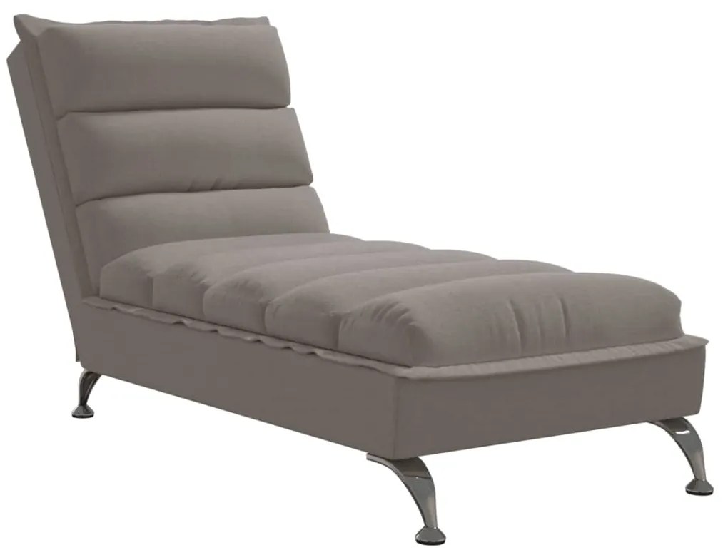 vidaXL Chaise lounge com almofadões tecido cinzento-acastanhado