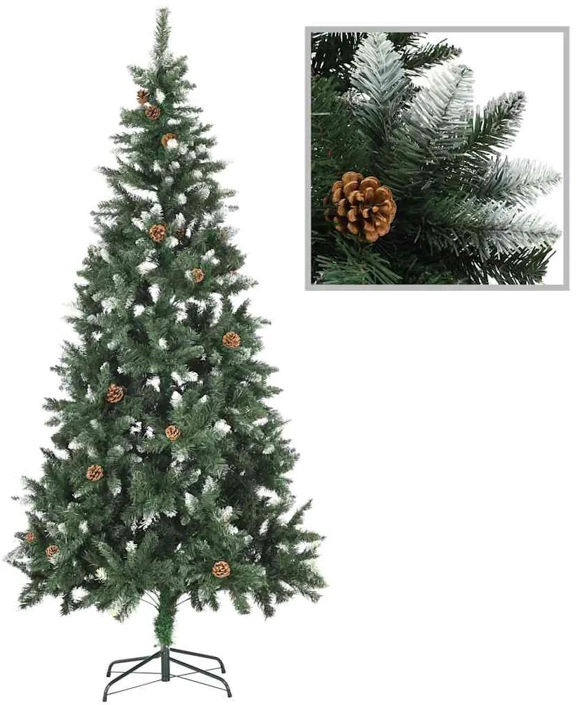 Árvore Natal artificial pré-iluminada c/ bolas e pinhas 210 cm