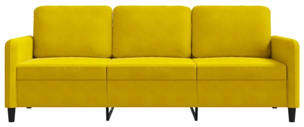 Sofá de 3 lugares 180 cm veludo amarelo
