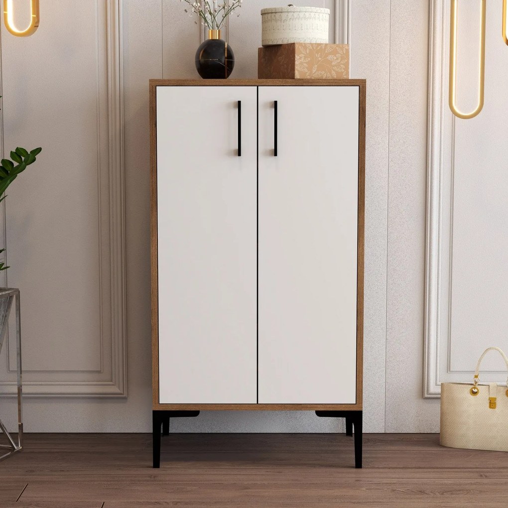 Sapateira Prag – Nogueira e Branco – 60 cm x 111 cm x 35 cm