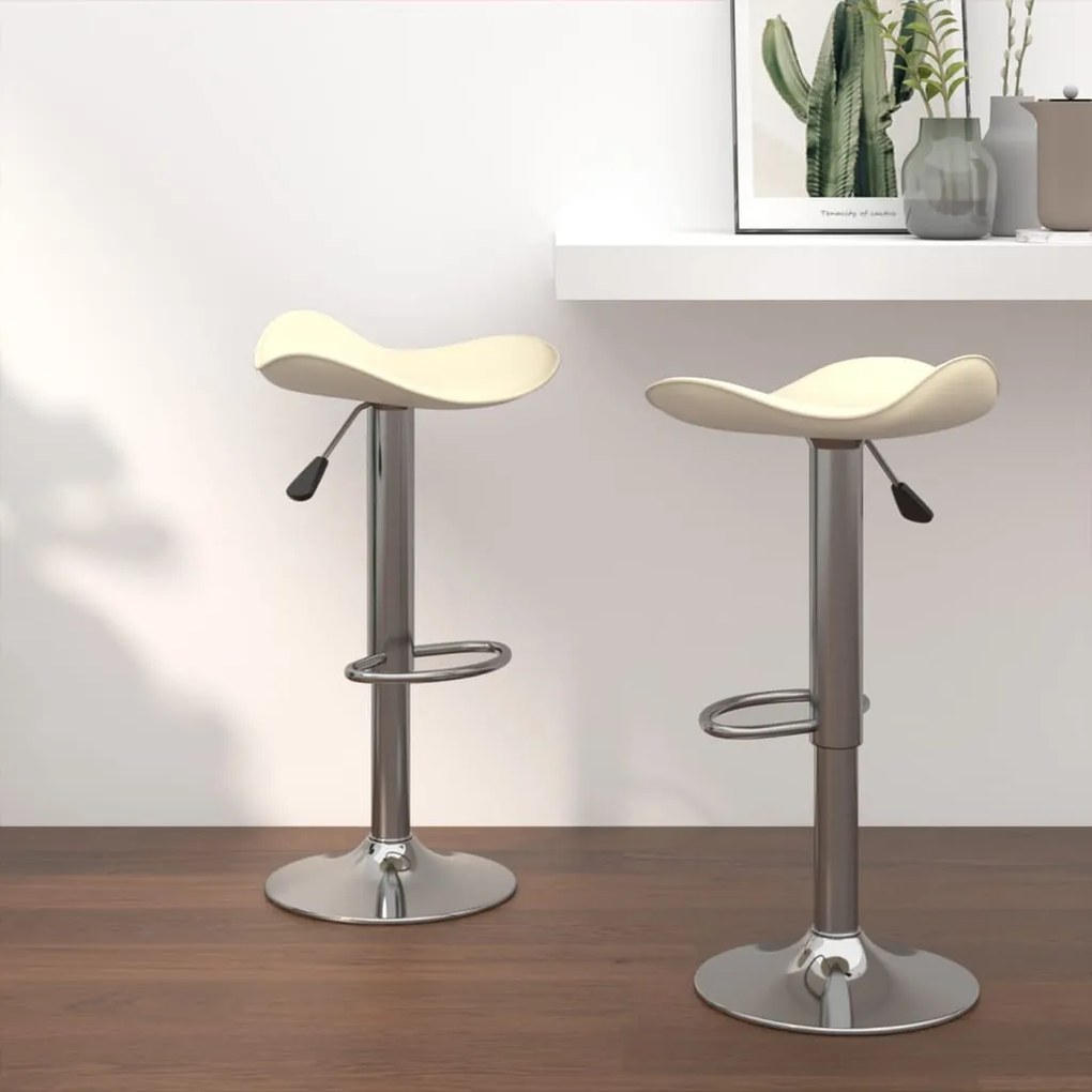 vidaXL Bancos de bar 2 pcs aço cromado e couro artificial cor creme
