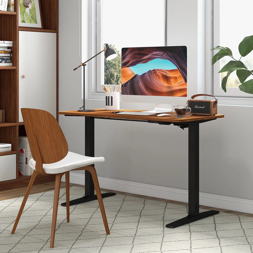 Secretária Elétrica de Pé Secretária Elevatória com Altura Ajustável Função de Memória 120x60x73-118 cm Cadeira de Escritorio