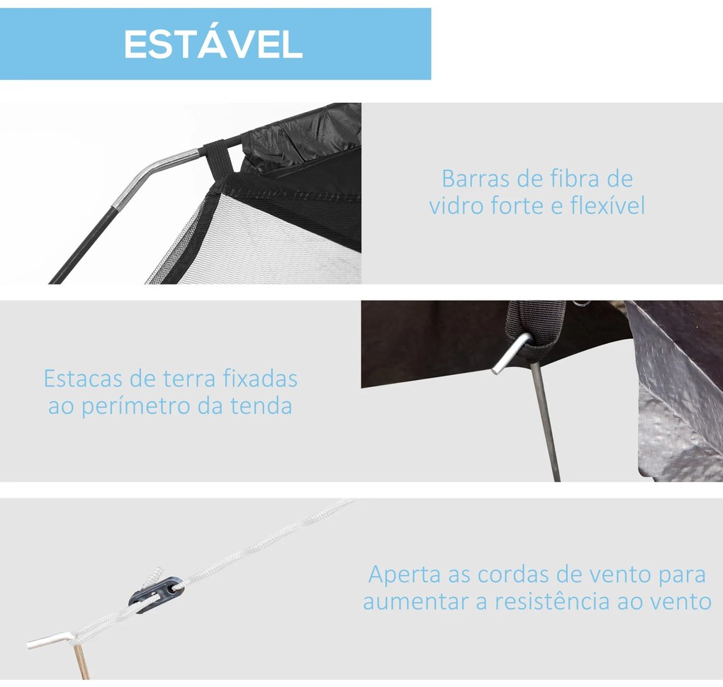 Tenda de Jardim 3x3x2m Tenda para 4-6 Pessoas com 4 Telas Mosquiteiras