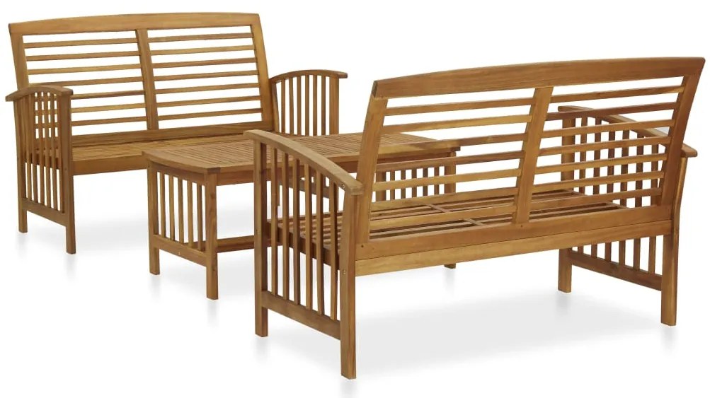 3 pcs conjunto lounge de jardim madeira de acácia maciça