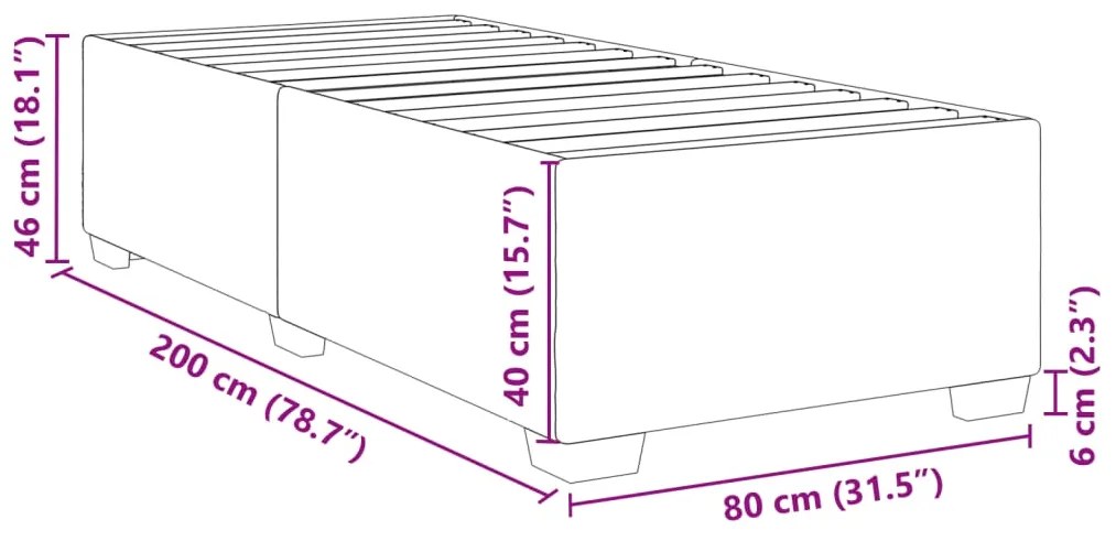 Estrutura de cama em tecido 80x200 cm preto